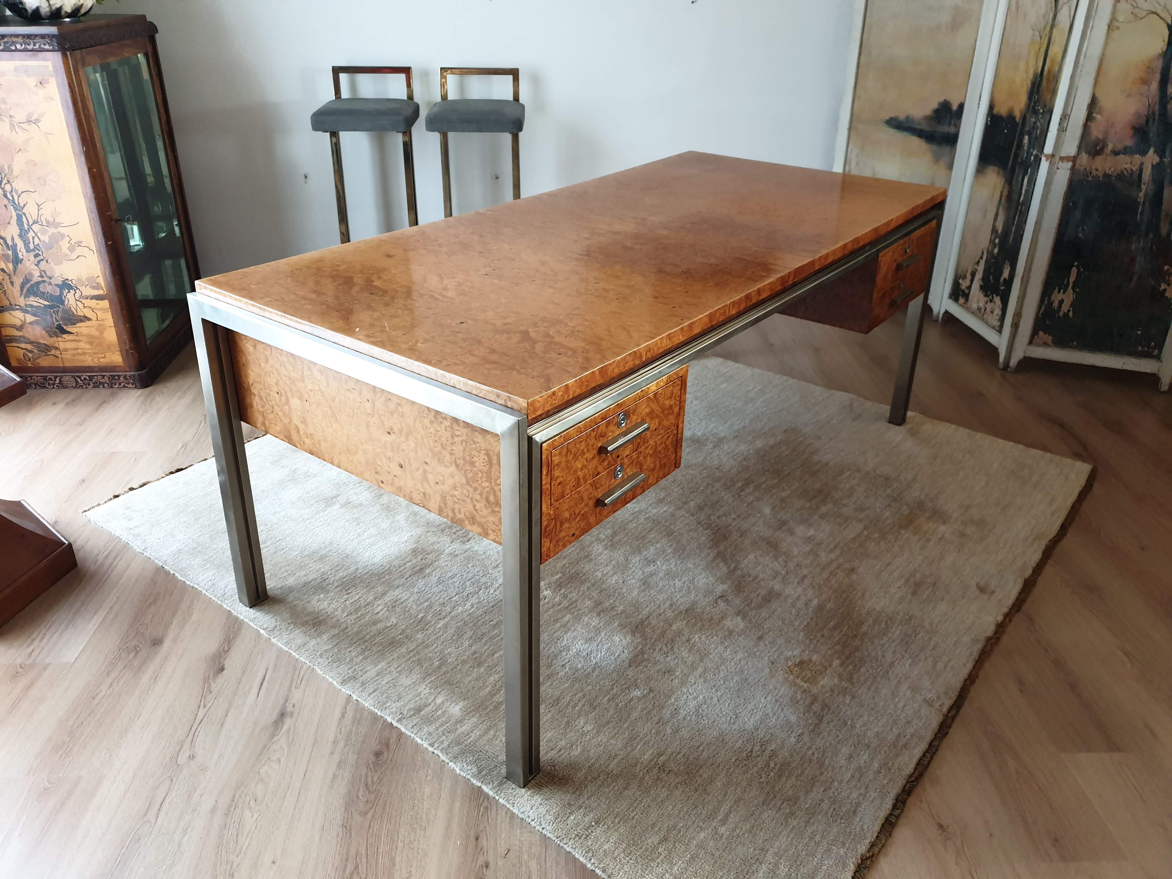 Large desk in burlwood