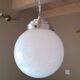 Art Deco white opaline glass globe pendant light