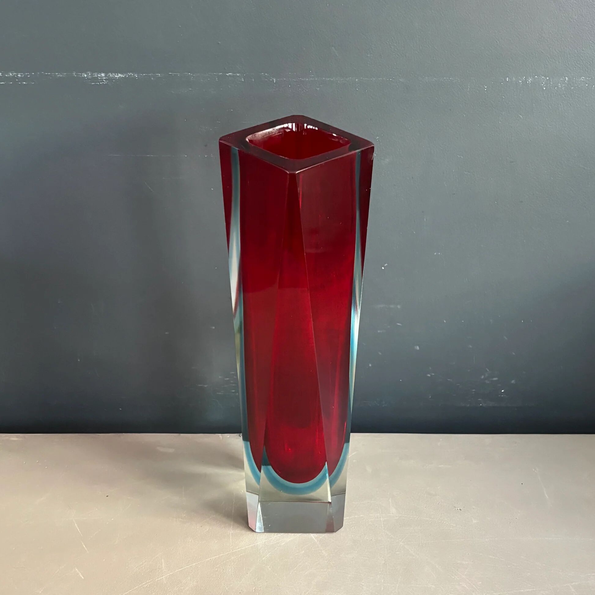 Murano vase sommerso large model red and blue - Mandruzzato - 1970s