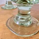 4 stemmed glasses made of handcrafted blown glass in green hue.