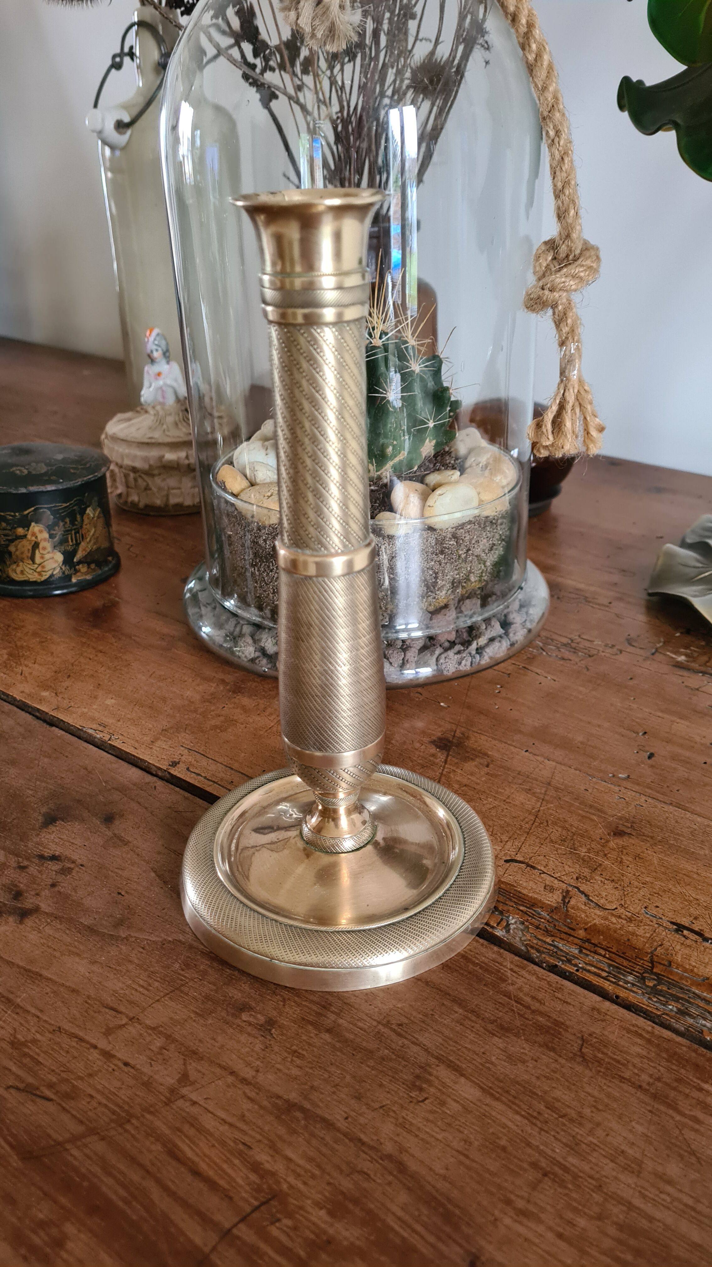 Copper and brass candle holder
