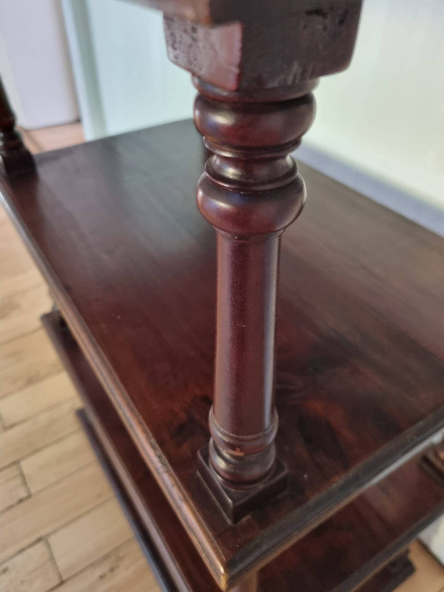 Antique Art Nouveau shelf in carved wood