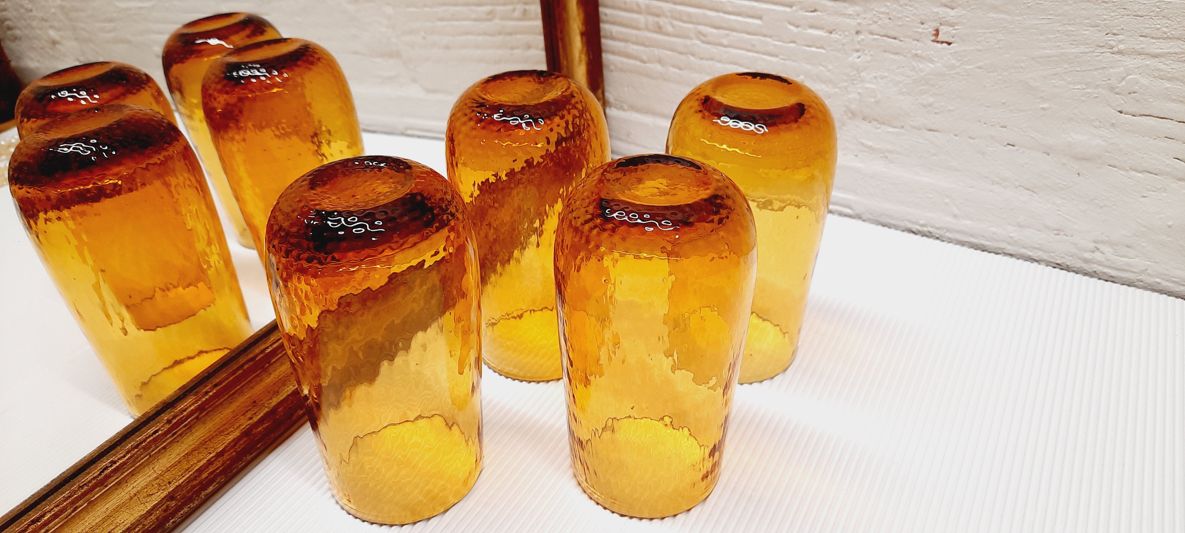 Set 4 amber orangeade glasses