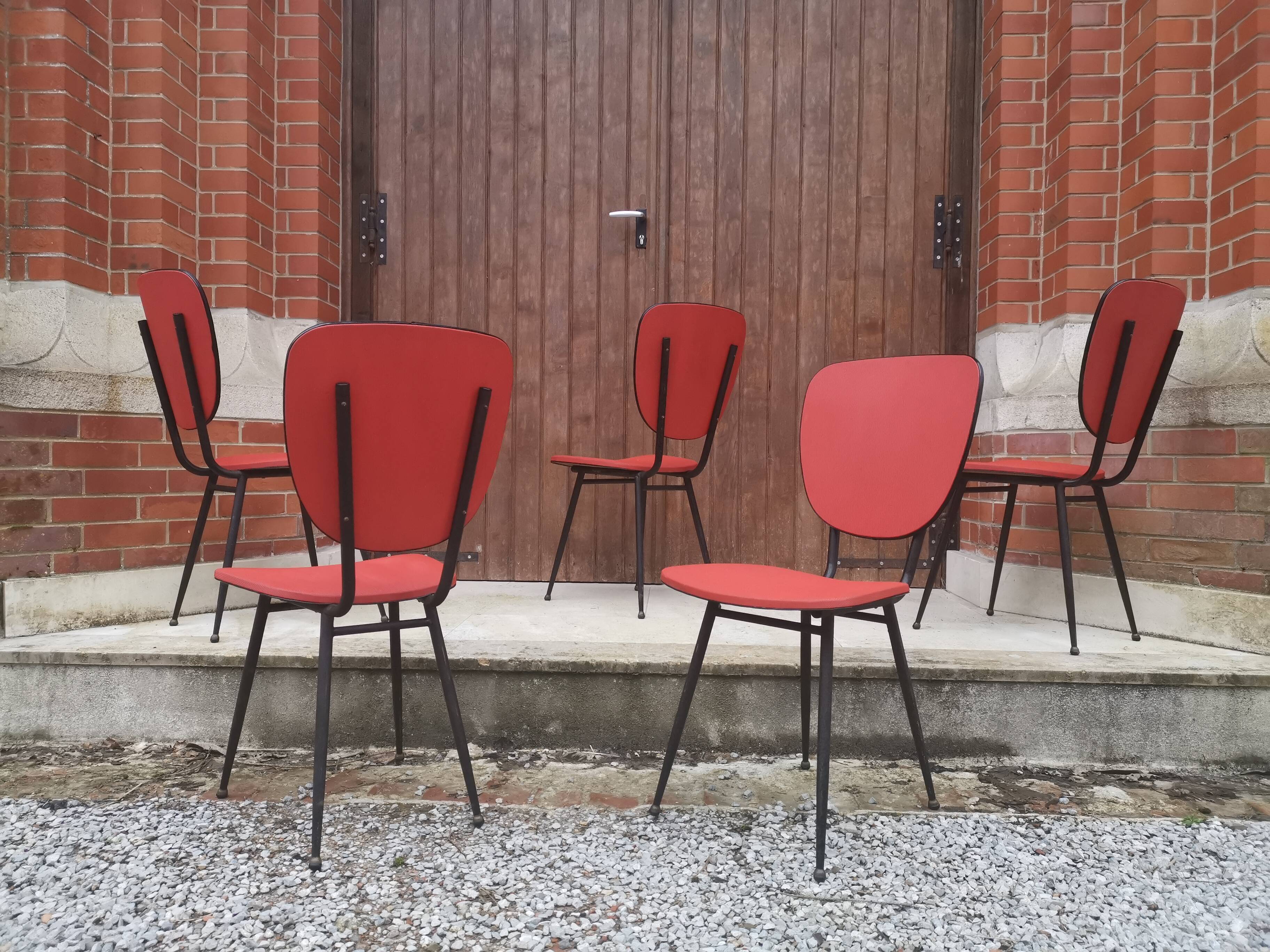 Lot de chaises vinyle rouge