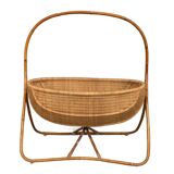 Ancient cradle in exotic wood bamboo style and mulch