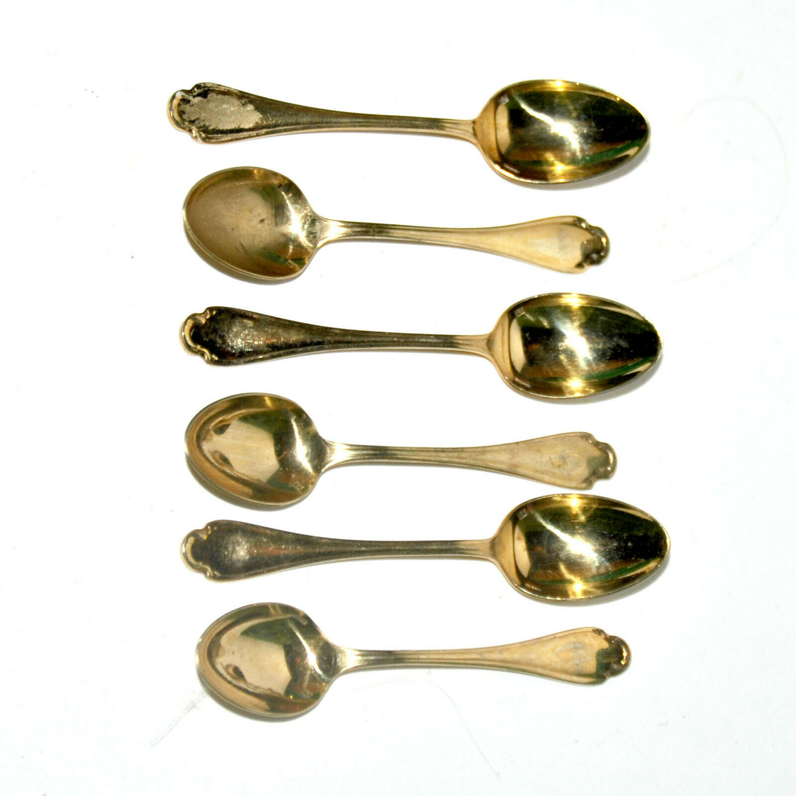 Series of 6 teaspoons gilded Pompadour plated Alfénide gold by Christofle