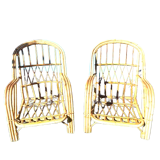Pair of rattan armchairs "Audoux-Minnet" 1960