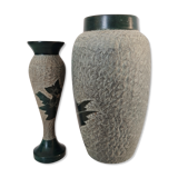 Set of two carved stone vases