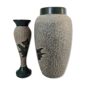 Ensemble de deux vases en pierre taillé