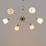 Lustre Art Déco en verre de Murano et laiton italien Ercole Barovier, années 1935