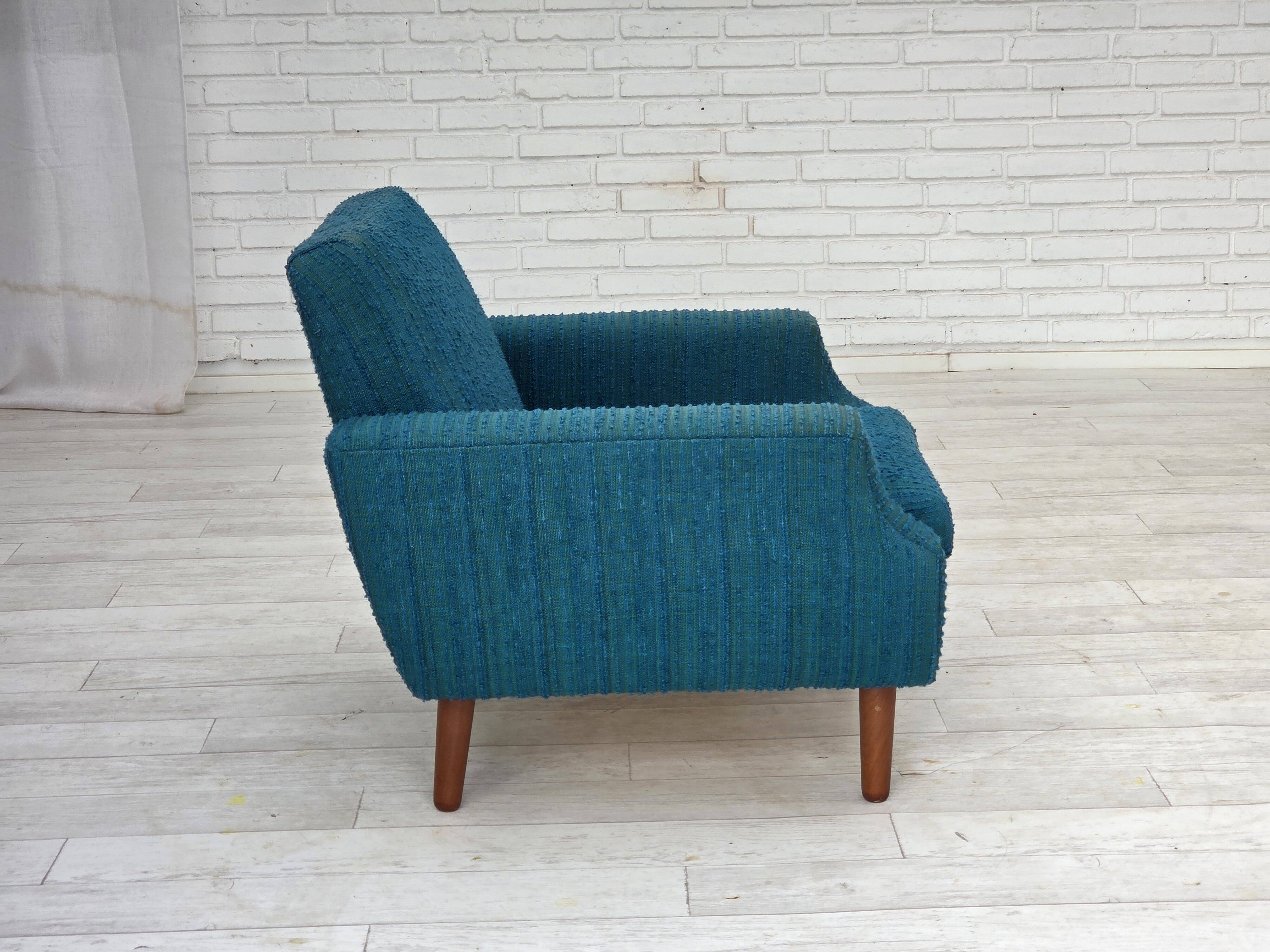 1970s, Danish armchair, original furniture wool, teak wood.