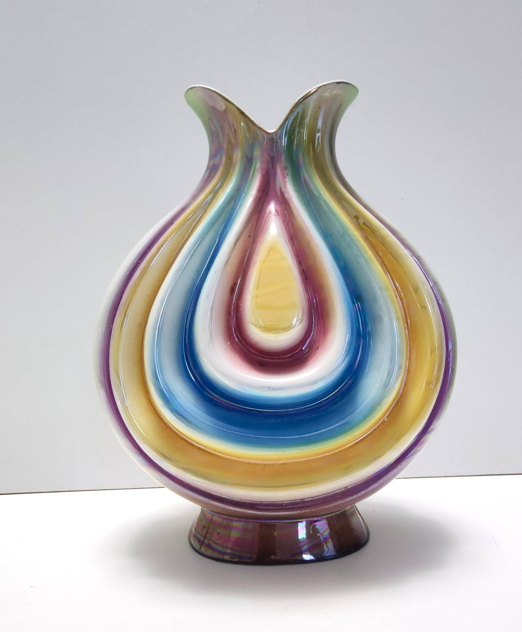 Ceramic Vase Attributed to Italo Casini with Iridescent Colors, Italy