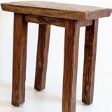 Spanish Baroque Oak Side Table or Stool, Wabi-Sabi Style, 18th C.
