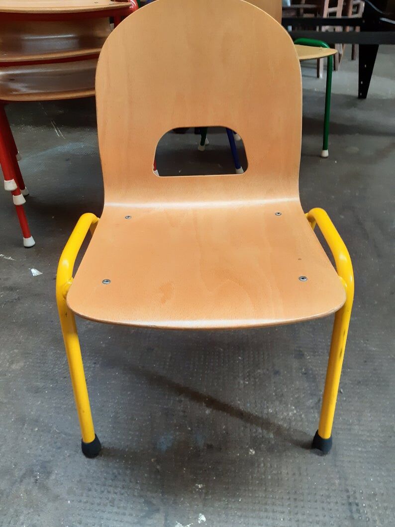 Vintage school children's chair 1970 wood