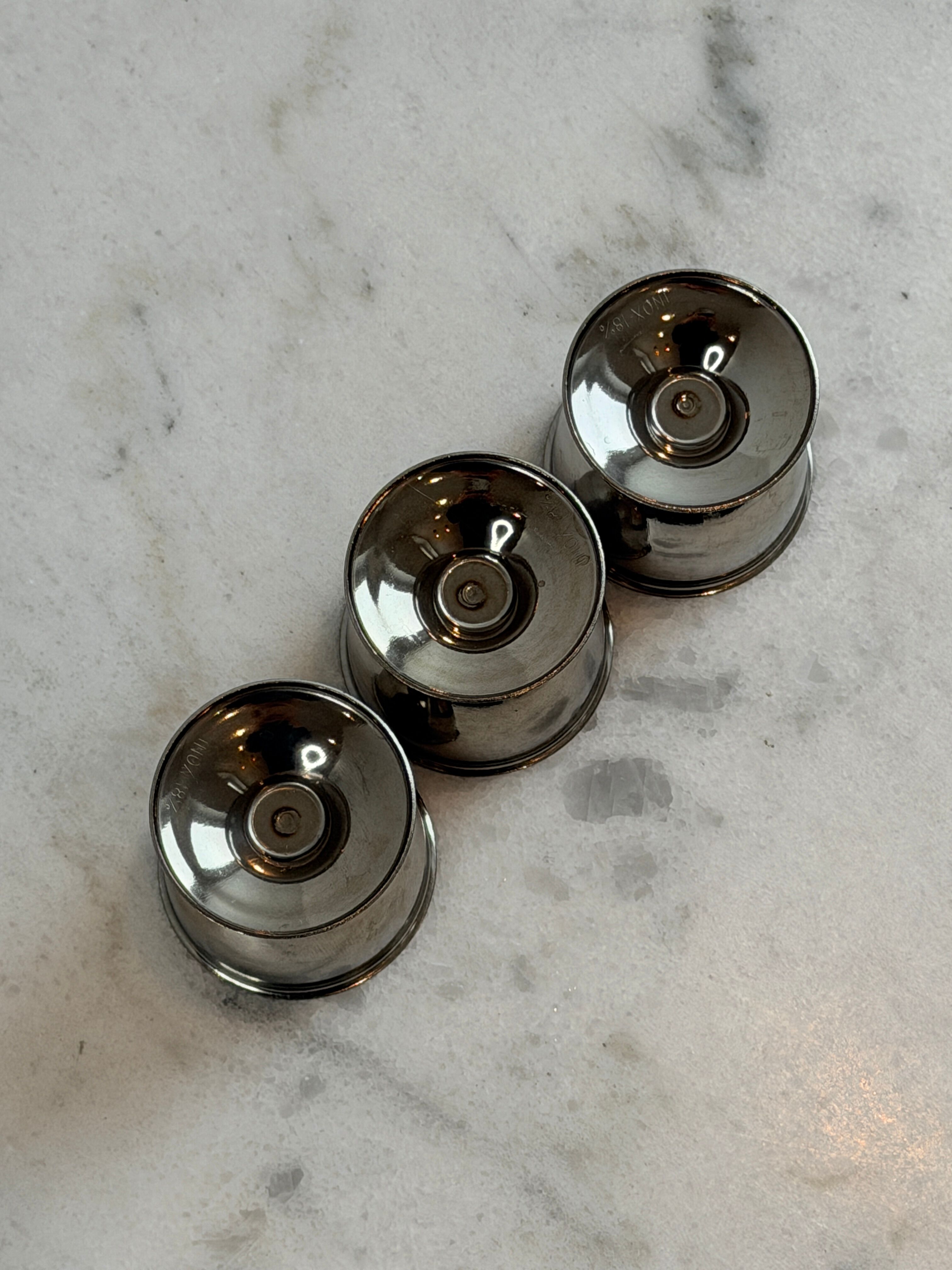 Lot de 3 coquetiers en inox