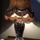 Ceramic lamp with wooden base from the 1970s.
