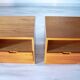 Pair of bedside tables in elm from the 1980s, brutalist design, chalet.