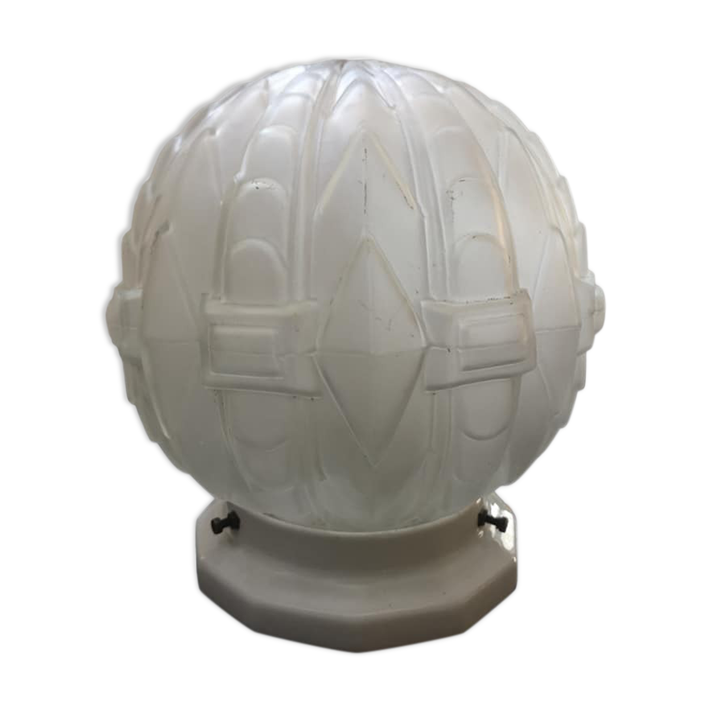 Ceiling lamp wall lamp old globe glass paste white model geometric decoration Ø 16 cm Art Deco 1930