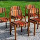 Set of 5 70s designer chairs in beech and orange and brown velvet Self éditeur