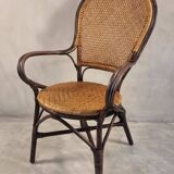 Fauteuil de salle à manger vintage en rotin hollandais