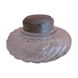 Old spiral glass inkwell with metal cabochon early XXth century