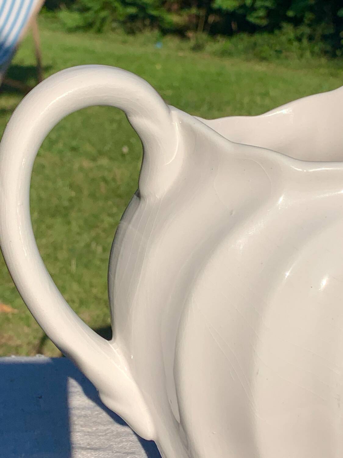 Vintage pink flower slip pitcher