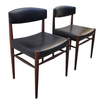 Pair of vintage teak Scandinavian chairs 1950