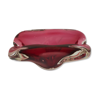 Murano pink lined glass ashtray, 1960