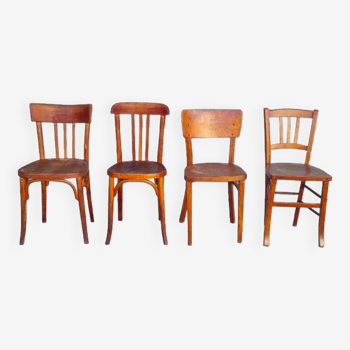 Set of 4 mismatched bistro chairs