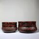 Pair of vintage nesting handmade Japanese woven bamboo baskets