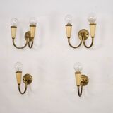 Set of four Mid-Century sconces in lacquer and brass. Italy 1950s