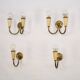 Set of four Mid-Century sconces in lacquer and brass. Italy 1950s