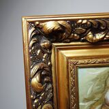 Still life with garlic, egg, and mortar signed Sarpe, 1979, oil on canvas.