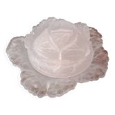 Glass candy box in cabbage shape - Portieux glassware signed