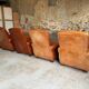 Lot de 4 fauteuils club, Cognac