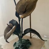 Vintage lamp in travertine and bronze 70s