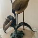Vintage lamp in travertine and bronze 70s