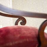 Set of Empire Mahogany Armchairs in Red Upholstery, 19th Century