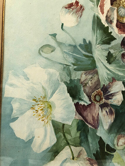 Pair of large watercolors. Bouquets of flowers Late nineteenth, early twentieth Stunt wooden frames and d