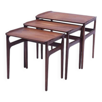 Danish vintage nesting coffee tables by Erling Tovits.