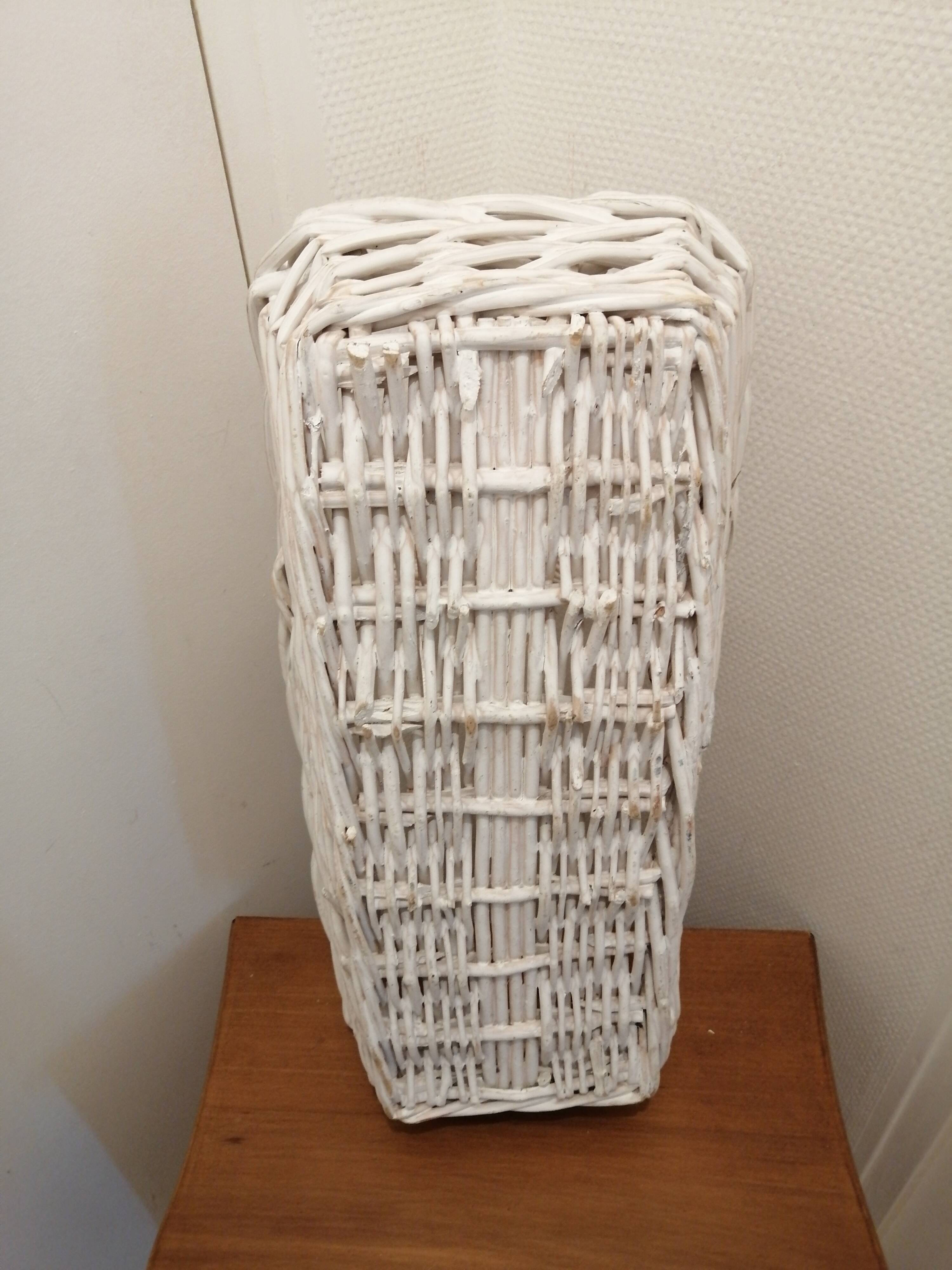 Vintage white wicker basket for flowers or others