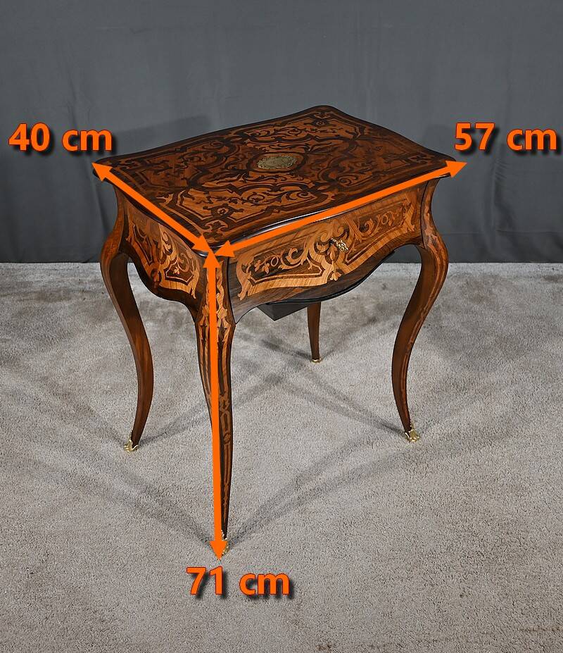 Rosewood and mahogany work table, Louis XV style, Napoleonic era