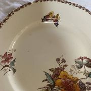 Set of 3 flat plates in polychrome ironstone E. Bourgeois