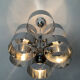 Chrome metal Space Age Sciolari chandelier from the 1970s.