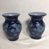 Paire de vases grès bleu vintage