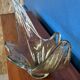 Large amber blown glass corolla bowl, Murano style