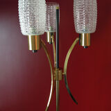 Arlus lamp in brass, satin lacquer metal and engraved glassware 1950