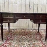 Bureau plat de style Louis XVI acajou et cuir rouge
