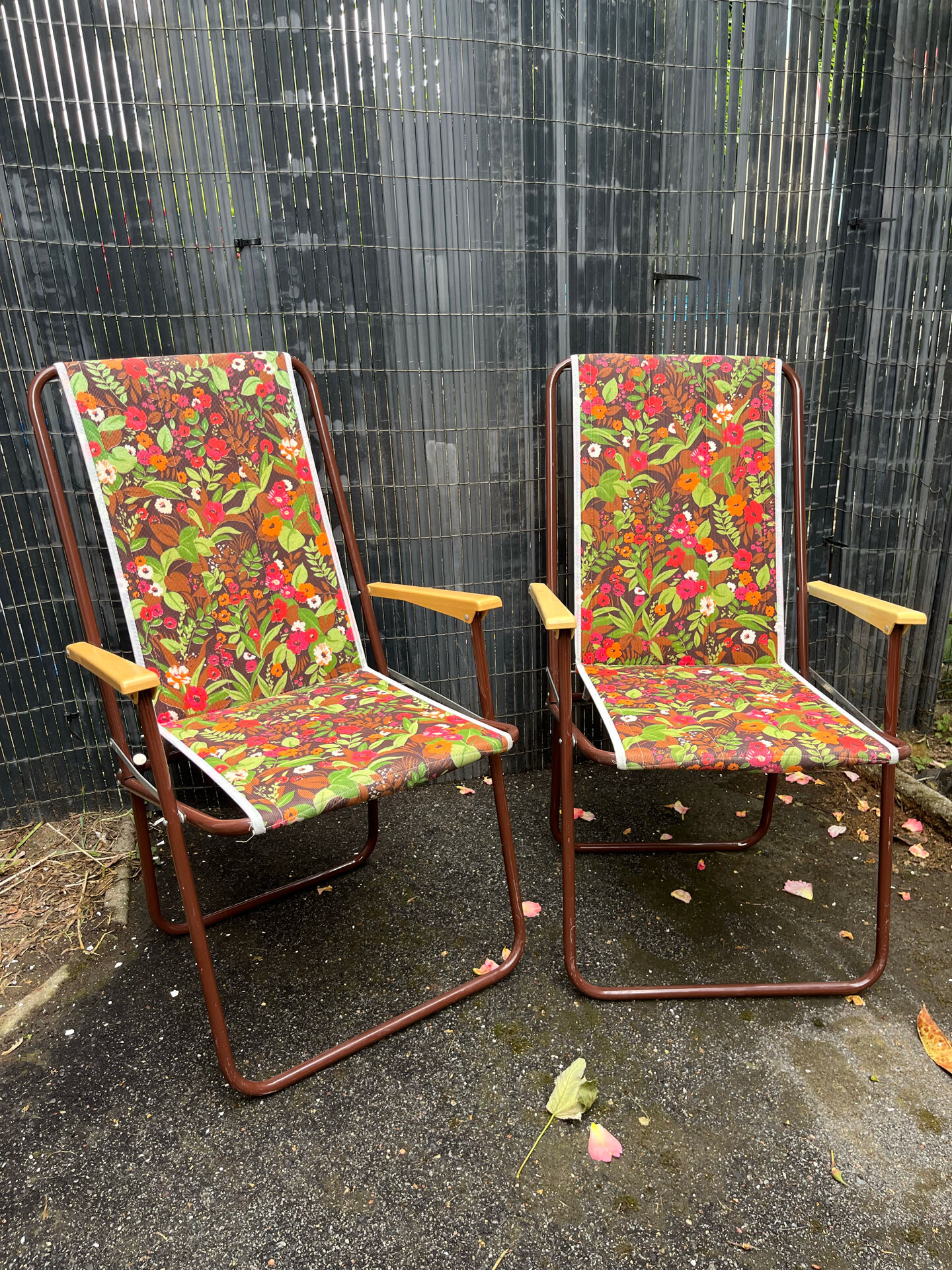 Pair of folding camping chairs