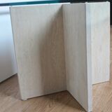 Table low vintage 70's travertine and beveled glass